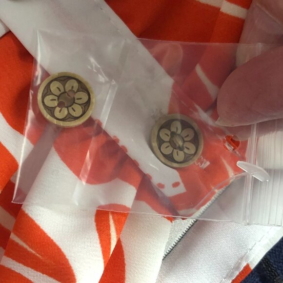 Unique Vintage White Orange Parrot Empire Waist Puff Sleeve Midi Dress - NWT - Picture 5 of 11